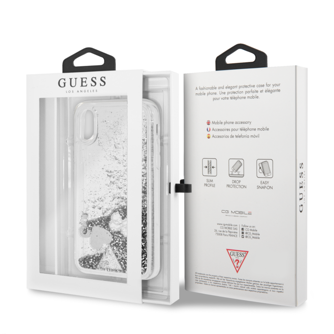 iPhone X/XS silver GUESS nugarėlė GUHCPXGLHFLSI