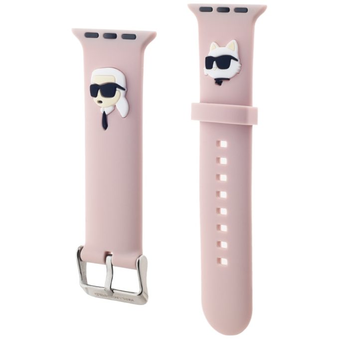 KARL LAGERFELD apyrankė pink 3D Rubber Karl&Choupette Heads Apple Watch 42/44/45/49 mm
