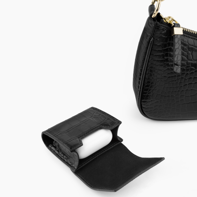 Nora Shoulder iDeal Of Sweden Bag Jet Black Croco