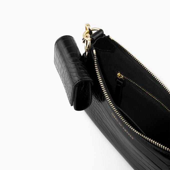Nora Shoulder iDeal Of Sweden Bag Jet Black Croco