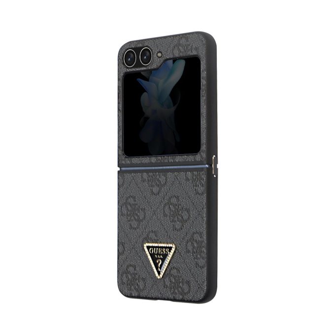 Samsung FLIP5 5G black PU Leather Triangle GUESS nugarėlė
