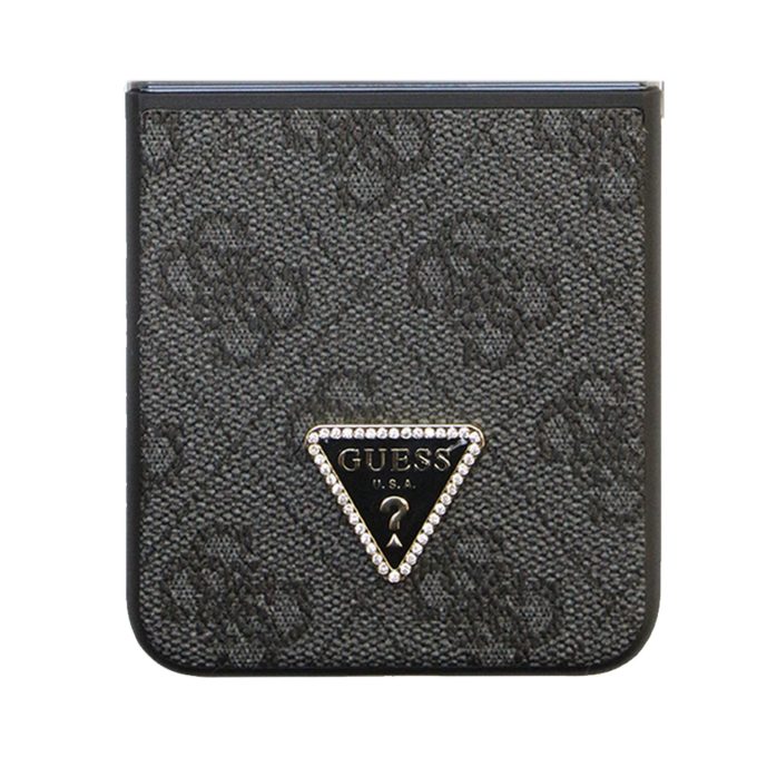Samsung FLIP5 5G black PU Leather Triangle GUESS nugarėlė