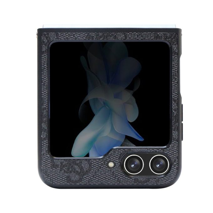 Samsung FLIP5 5G black PU Leather Triangle GUESS nugarėlė