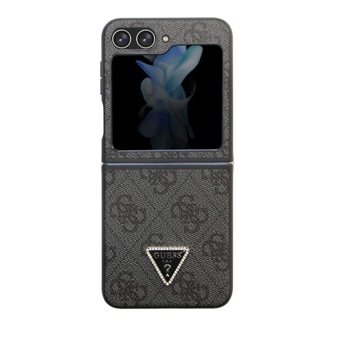 Samsung FLIP5 5G black PU Leather Triangle GUESS nugarėlė