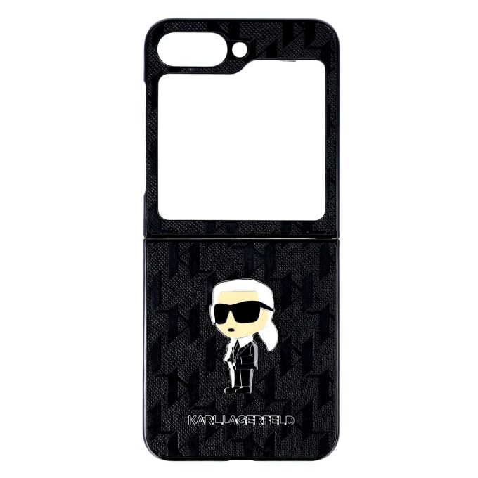 Samsung FLIP6 5G black Saffiano Monogram Ikonik Pin KARL LAGERFELD nugarėlė