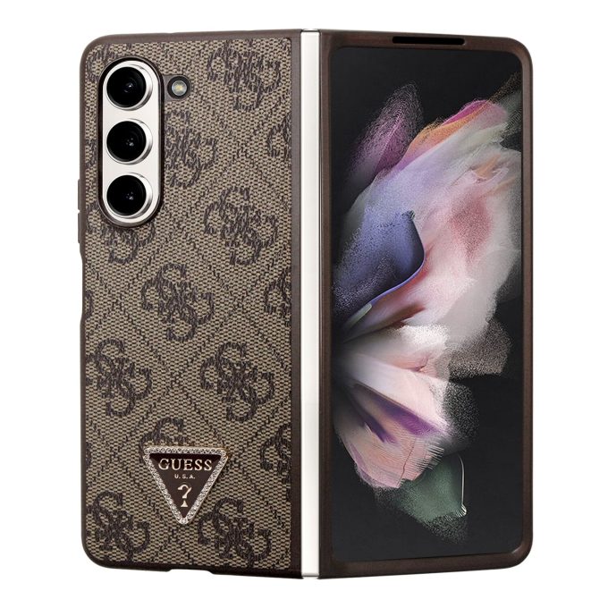 Samsung Fold5 5G brown PU Leather Triangle GUESS nugarėlė