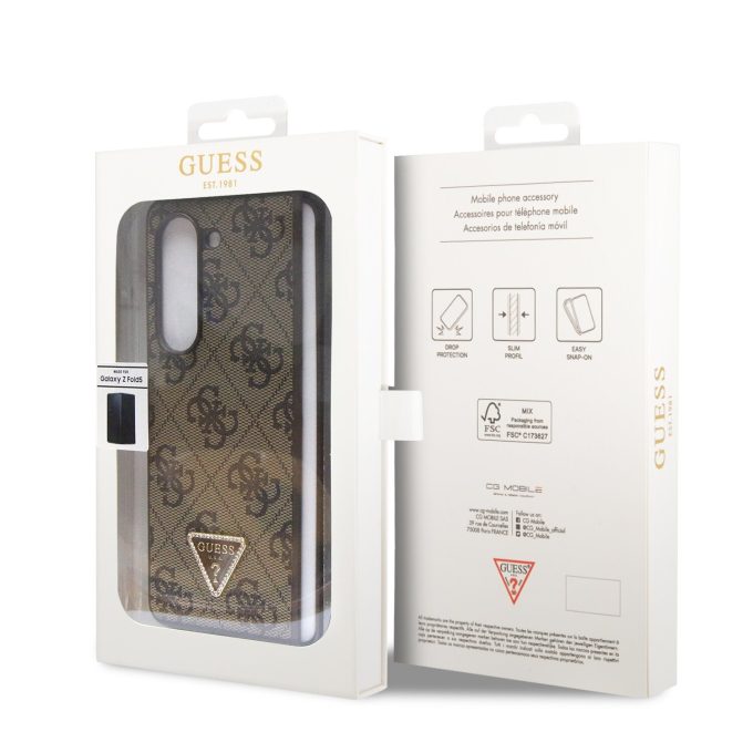 Samsung Fold5 5G brown PU Leather Triangle GUESS nugarėlė