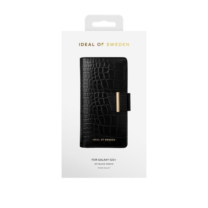 Samsung S22 iDeal Of Sweden dėklas Wallet Jet Black Croco