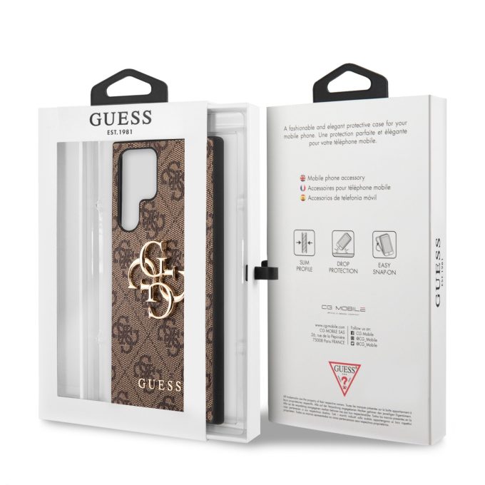Samsung S22 ULTRA brown Metal Logo GUESS nugarėlė