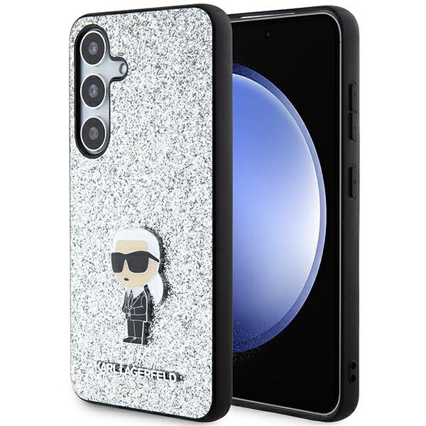 Samsung S24+ silver Fixed Glitter Metal PIN KARL LAGERFELD nugarėlė