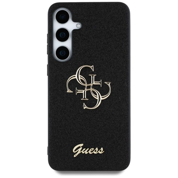 Samsung S25 black Fixed Glitter Big 4G Metal Logo GUESS nugarėlė