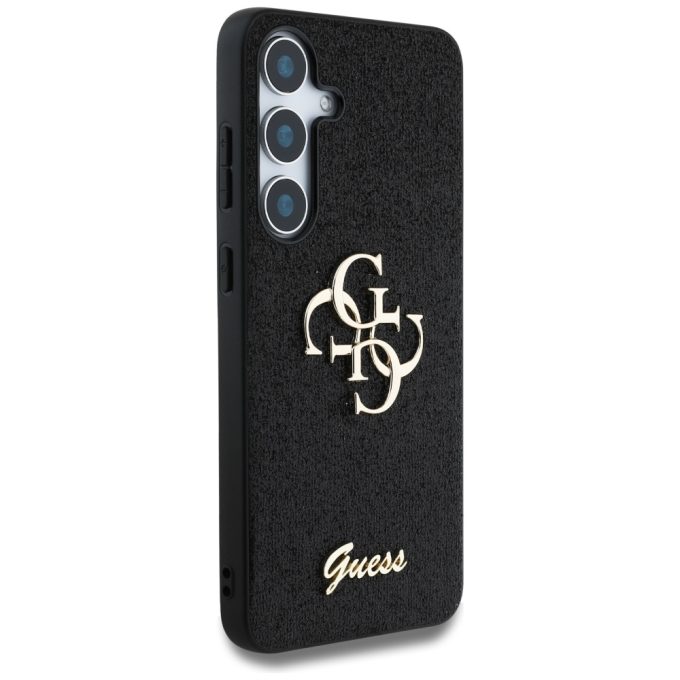 Samsung S25 black Fixed Glitter Big 4G Metal Logo GUESS nugarėlė