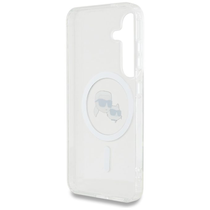 Samsung S25 clear MagSafe Button Karl & Choupette Heads Printed KARL LAGERFELD nugarėlė