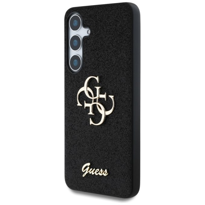 Samsung S25+ black Fixed Glitter Big 4G Metal Logo GUESS nugarėlė