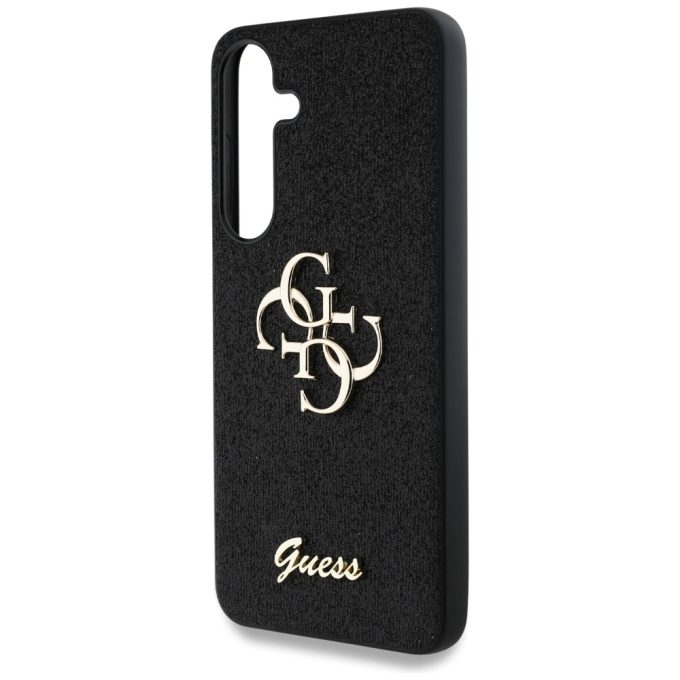 Samsung S25+ black Fixed Glitter Big 4G Metal Logo GUESS nugarėlė