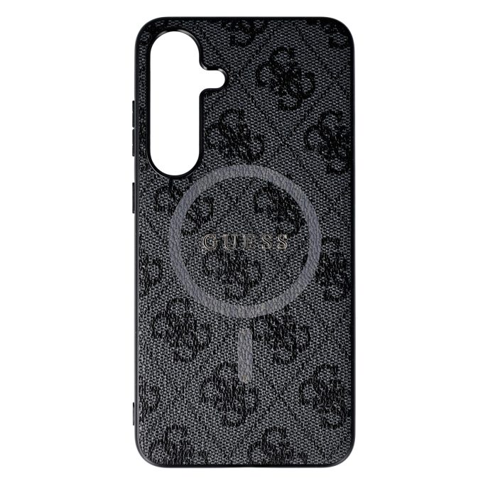 Samsung S25+ black MagSafe PU 4G Colored Ring Classic Logo GUESS nugarėlė