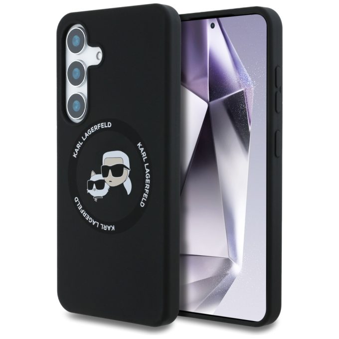 Samsung S25+ black MagSafe Silicone Double Heads And Circle KARL LAGERFELD nugarėlė