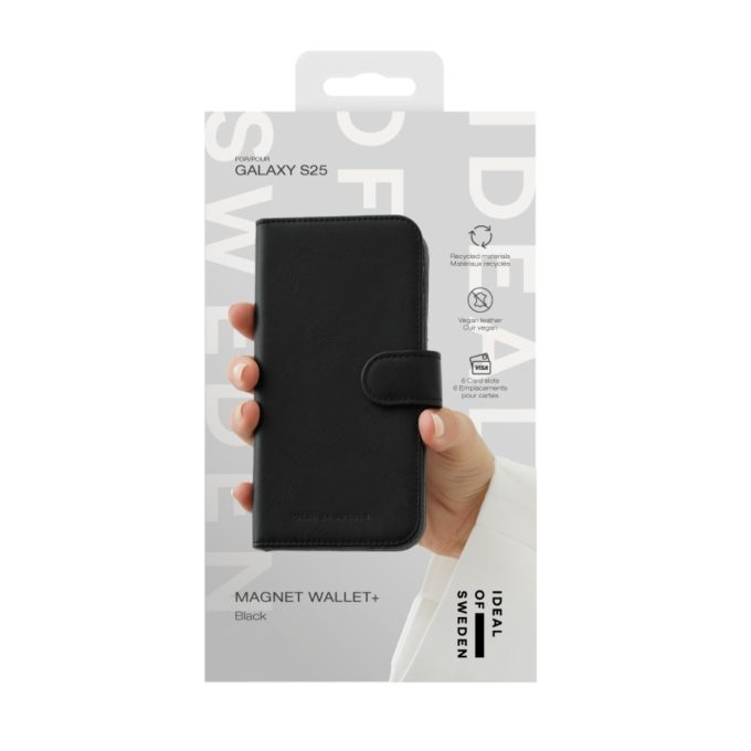 Samsung S25+ iDeal Of Sweden dėklas Magnet Wallet+ Black