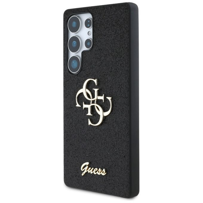 Samsung S25 ULTRA black Fixed Glitter Big 4G Metal Logo GUESS nugarėlė