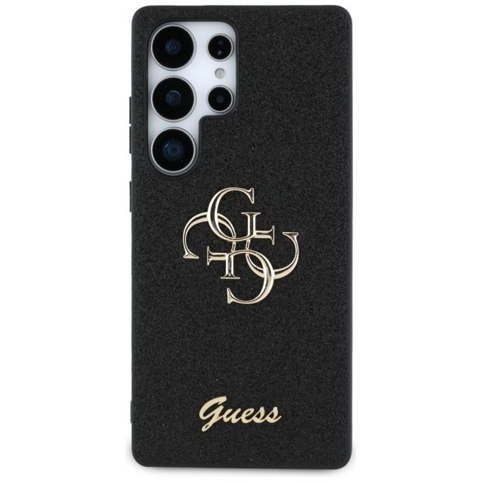 Samsung S25 ULTRA black Fixed Glitter Big 4G Metal Logo GUESS nugarėlė