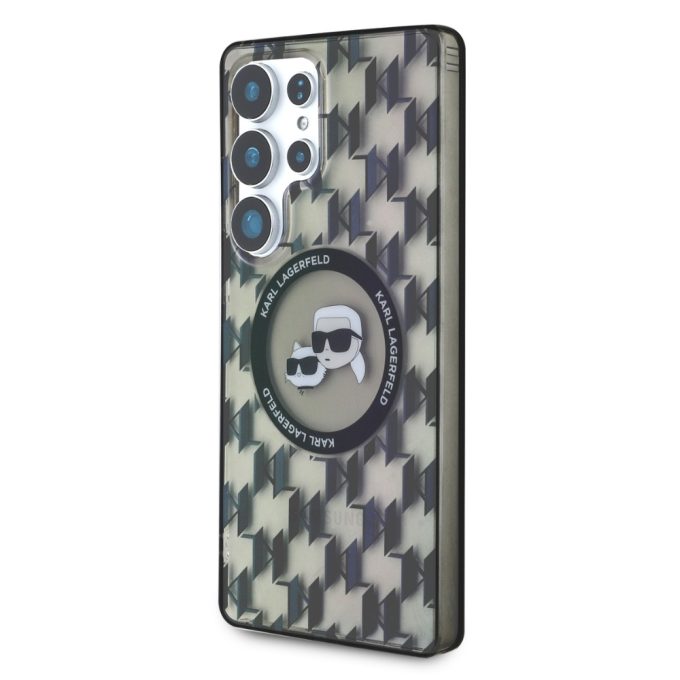 Samsung S25 ULTRA black MagSafe Button Karl&Choupette Heads On KL Pattern KARL LAGERFELD nugarėlė
