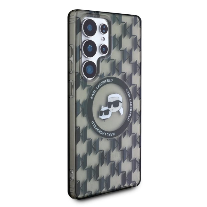 Samsung S25 ULTRA black MagSafe Button Karl&Choupette Heads On KL Pattern KARL LAGERFELD nugarėlė