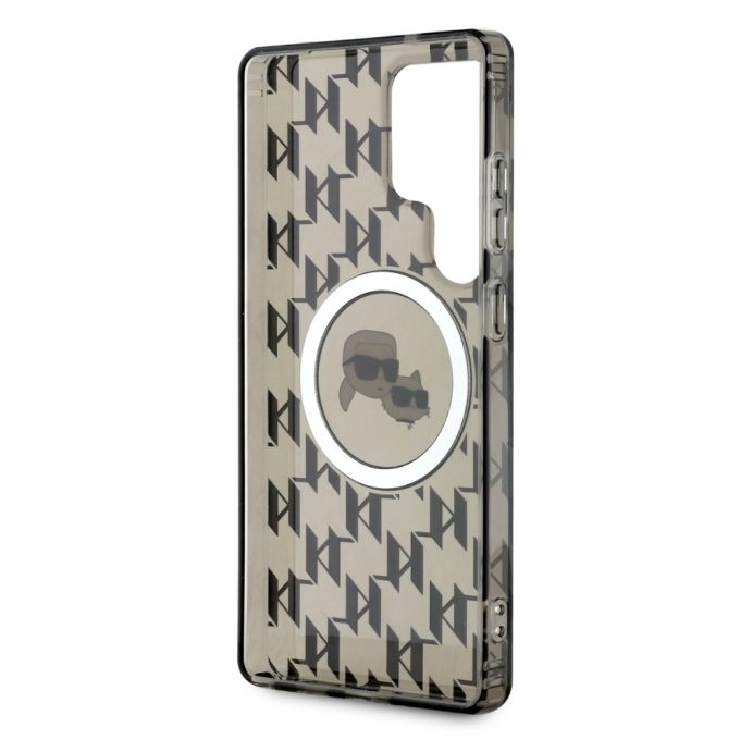 Samsung S25 ULTRA black MagSafe Button Karl&Choupette Heads On KL Pattern KARL LAGERFELD nugarėlė