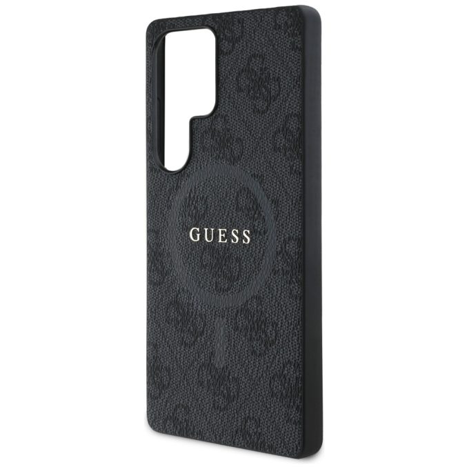Samsung S25 ULTRA black MagSafe PU 4G Colored Ring Classic Logo GUESS nugarėlė