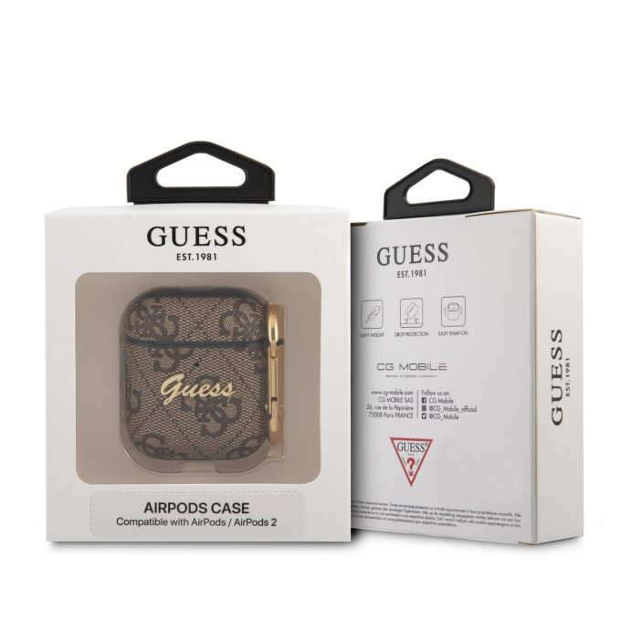 Silikoninis GUESS brown AirPods/AirPods 2 dėklas