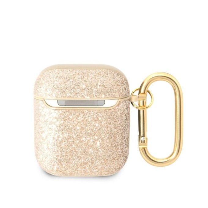 Silikoninis GUESS gold AirPods/AirPods 2 glitter dėklas