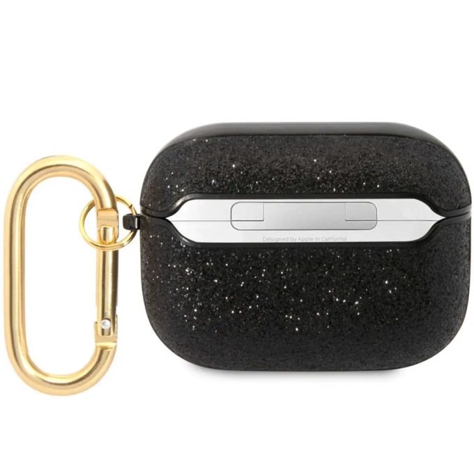 Silikoninis GUESS GUA3HGGSHK juodas Airpods 3 glitter dėklas