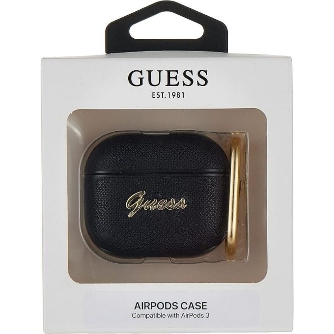Silikoninis GUESS GUA3SASMK juodas Airpods 3 dėklas