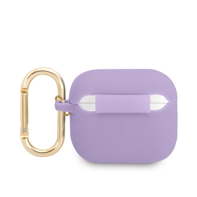 Silikoninis GUESS GUA3SLSMP violetinis Airpods 3 dėklas
