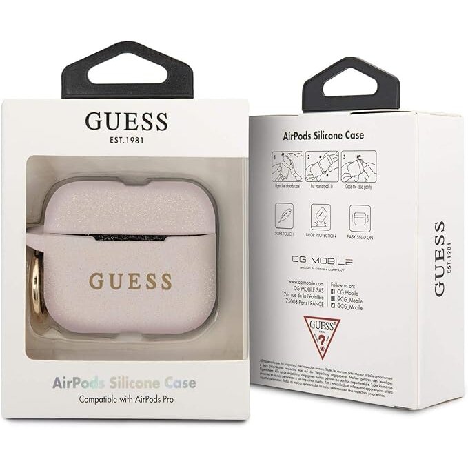 Silikoninis GUESS GUACAPSILGLLP rožinis Airpods PRO dėklas