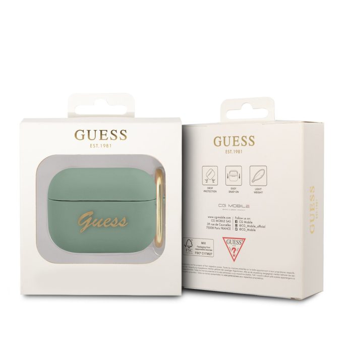 Silikoninis GUESS GUAPSLSMN žalias Airpods PRO dėklas