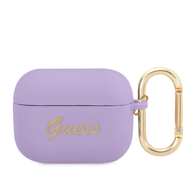 Silikoninis GUESS GUAPSLSMP violetinis Airpods PRO dėklas