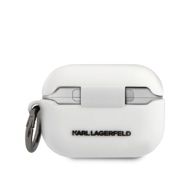 Silikoninis KARL LAGERFELD baltas KLACAPSILGLWH AirPods PRO dėklas