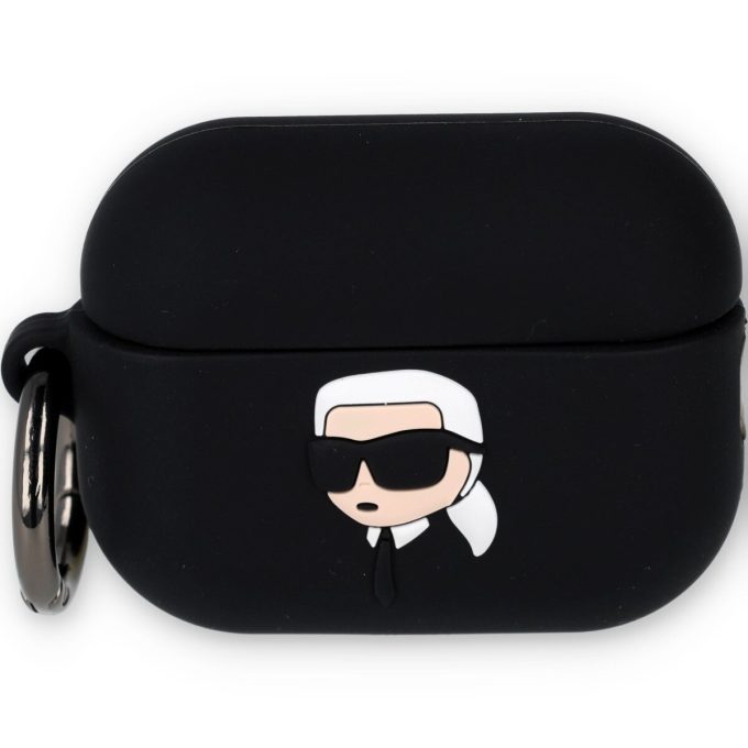 Silikoninis KARL LAGERFELD black Karl Head 3D  Airpods Pro 2nd Gen dėklas