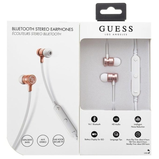 Bluetooth ausinės GUESS balta-rausva CGBTE05
