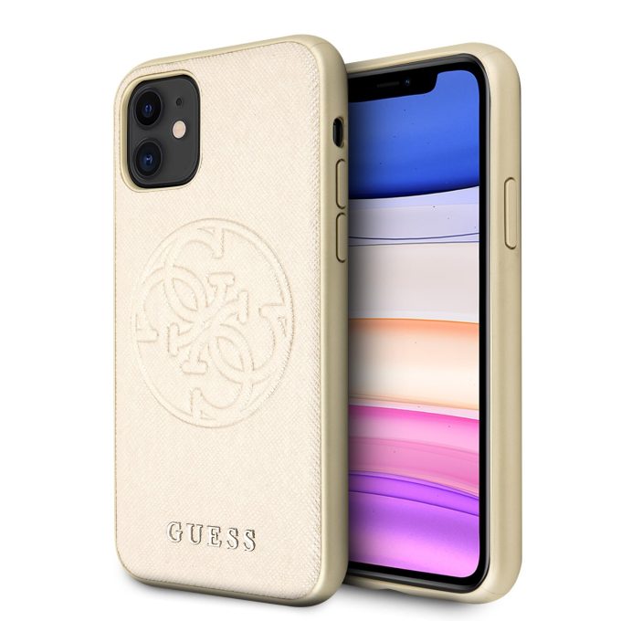 iPhone 11 aukso spalvos GUESS nugarėlė GUHCN61RSSASGO