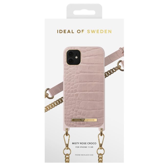 iPhone 11 iDeal Of Sweden nugarėlė su grandinėle Misty Rose Croco