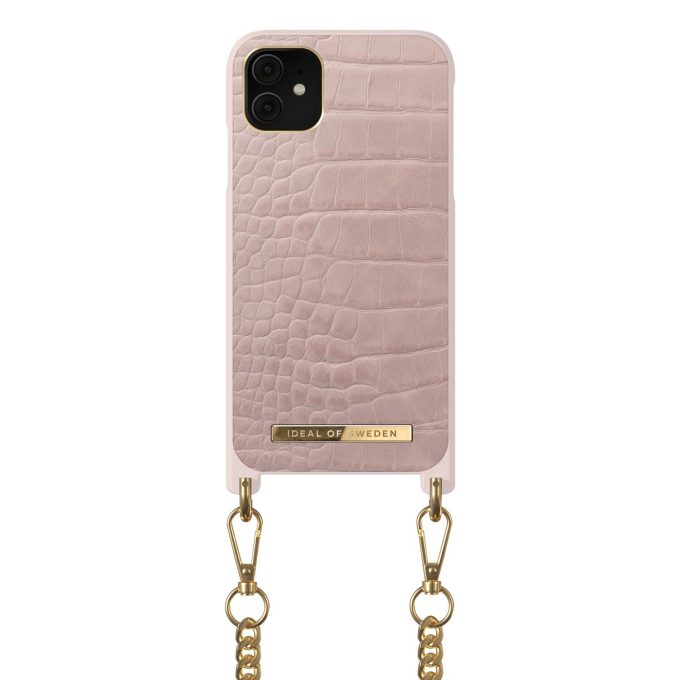 iPhone 11 iDeal Of Sweden nugarėlė su grandinėle Misty Rose Croco