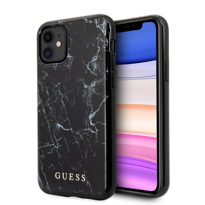 iPhone 11 juoda GUESS nugarėlė GUHCN61PCUMABK