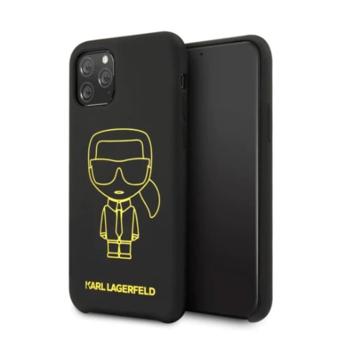 iPhone 11 PRO MAX juoda-geltona KARL LAGERFELD nugarėlė KLHCN65SILFLYBK