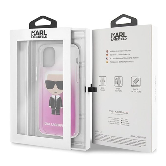 iPhone 11 PRO MAX skaidri-rožinė KARL LAGERFELD nugarėlė KLHCN65TRDFKPI