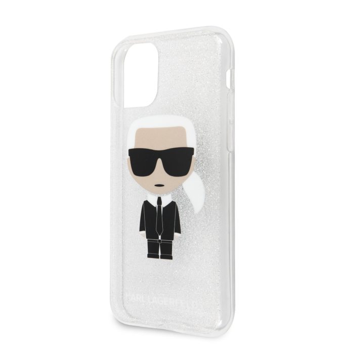 iPhone 11 PRO sidabro sp. glitter KARL LAGERFELD nugarėlė KLHCN58TPUTRIKSL