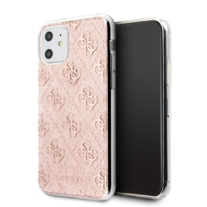 iPhone 11 rausva glitter GUESS nugarėlė GUHCN61PCU4GLPI