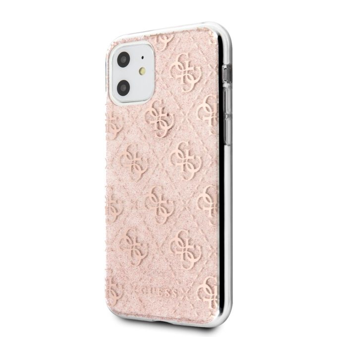 iPhone 11 rausva glitter GUESS nugarėlė GUHCN61PCU4GLPI
