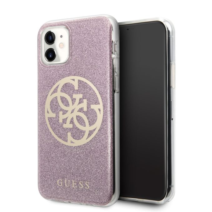 iPhone 11 rožinė GUESS nugarėlė GUHCN61PCUGLPI