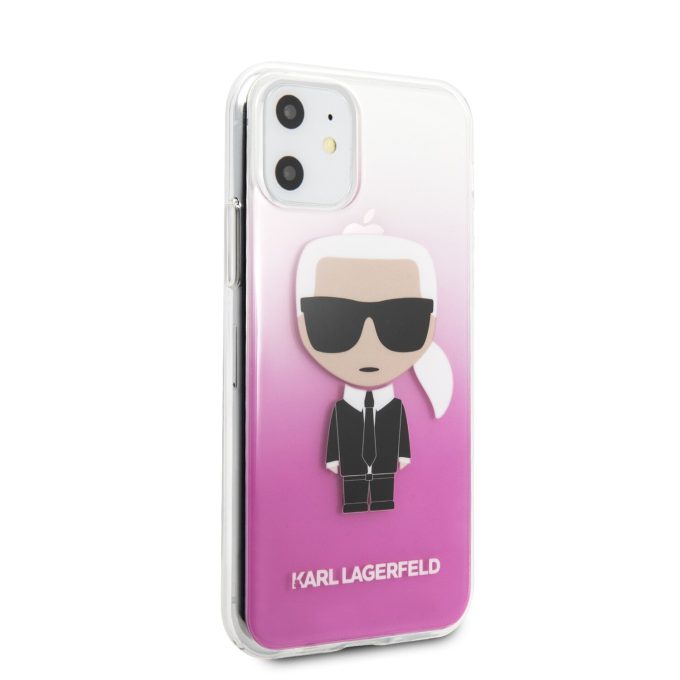 iPhone 11 skaidri-rožinė KARL LAGERFELD nugarėlė KLHCN61TRDFKPI